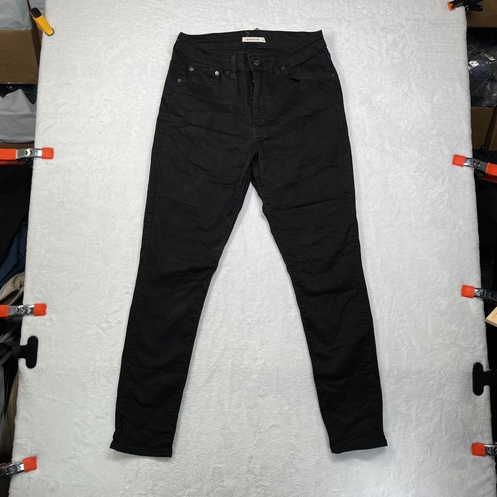 Levi's 721 High Rise Skinny‎ Jeans Womens 31 Black Denim Cotton Slim Dark Wash